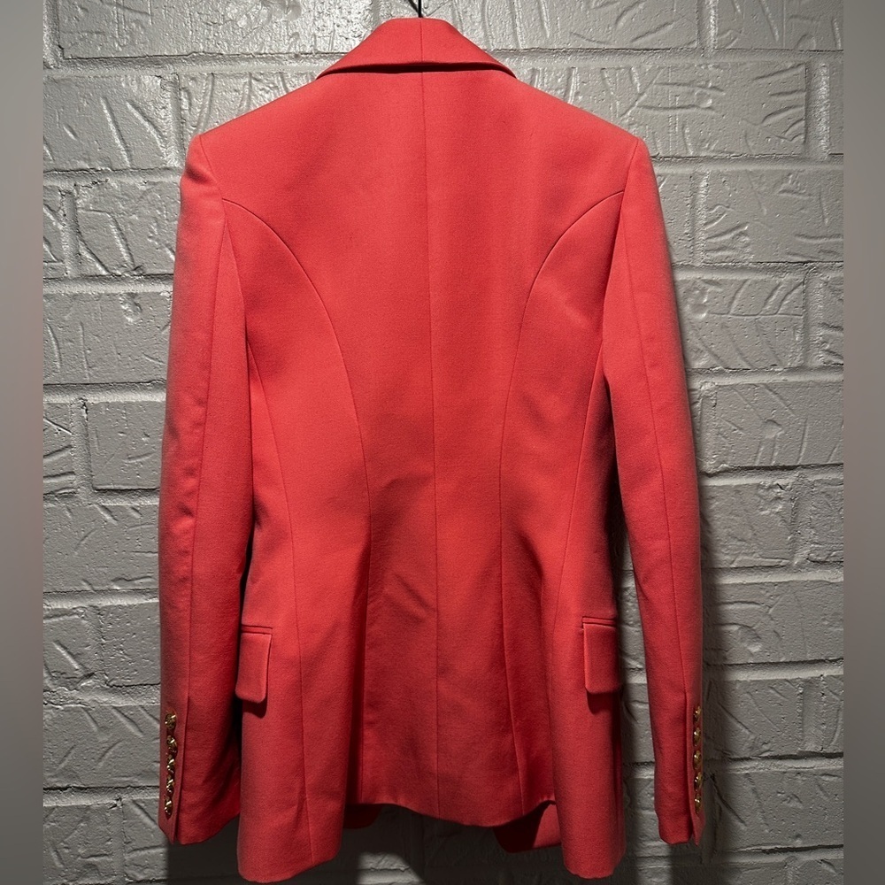 New Balmain Double-Breasted Wool Salmon Pink Blazer Size 34 - Picture 10 of 16